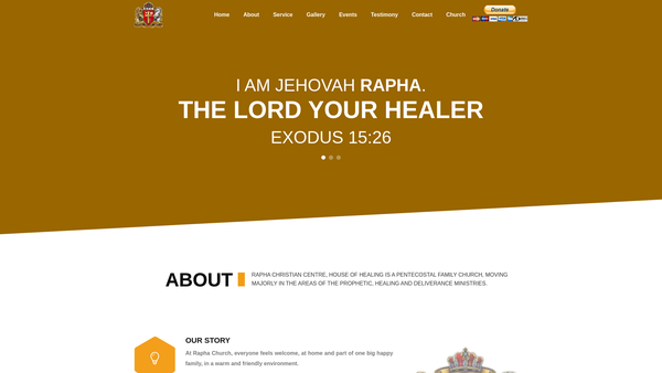 Screenshot of the Rapha Christian Centre website