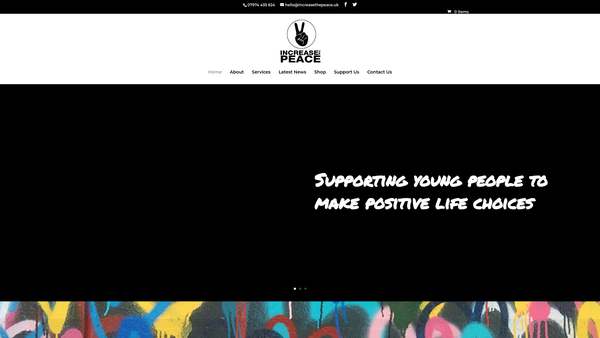 Screenshot of the Increase The Peace website
