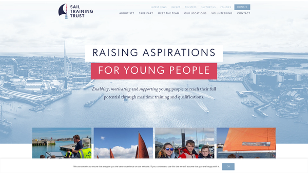 Screenshot of the Sail Training Trust website