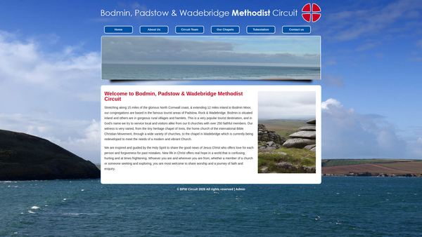Screenshot of the Bodmin, Padstow & Wadebridge Methodist Circuit website