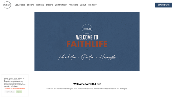 Screenshot of the Faithlife Centre Ministries website