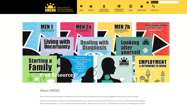 Screenshot of the Association For Multiple Endocrine Neoplasia Disorders website