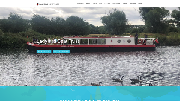 Screenshot of the The Ladybird Boat Trust website
