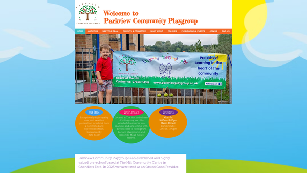 Screenshot of the Parkview Community Playgroup website