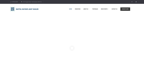Screenshot of the Baitul Ma'mur Jami Masjid & Bangladeshi Islamic Centre website