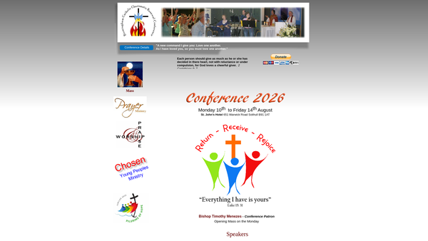 Screenshot of the The Birmingham Catholic Charismatic Renewal Conference website