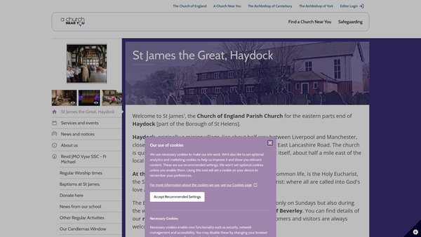 Screenshot of the The Parochial Church Council Of The Ecclesiastial Parish Of St James The Great, Haydock website