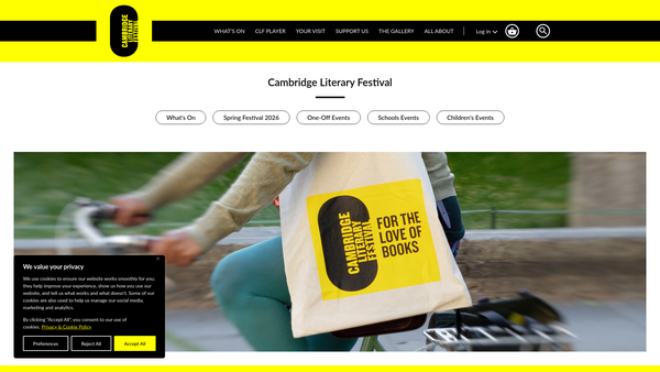 Screenshot of the Cambridge Literary Festival website