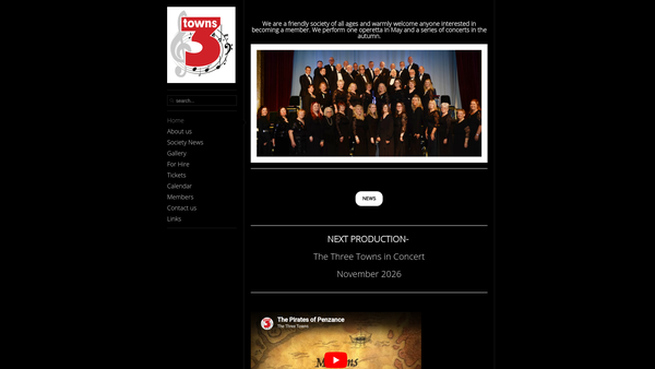 Screenshot of the The Three Towns website
