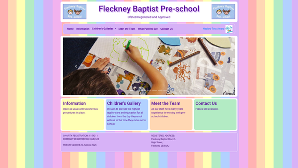Screenshot of the Fleckney Baptist Pre-School website
