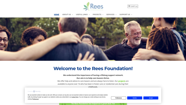 Screenshot of the Rees Foundation website