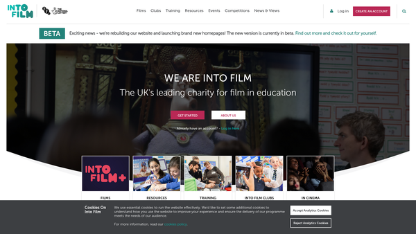 Screenshot of the Film Nation UK website