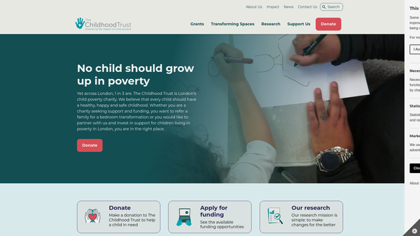 Screenshot of the The Childhood Trust website