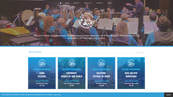 Screenshot of the Drybrook And District Silver Band website