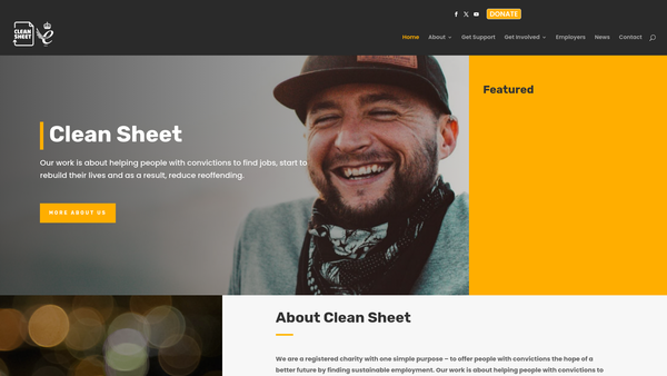 Screenshot of the Clean Sheet website