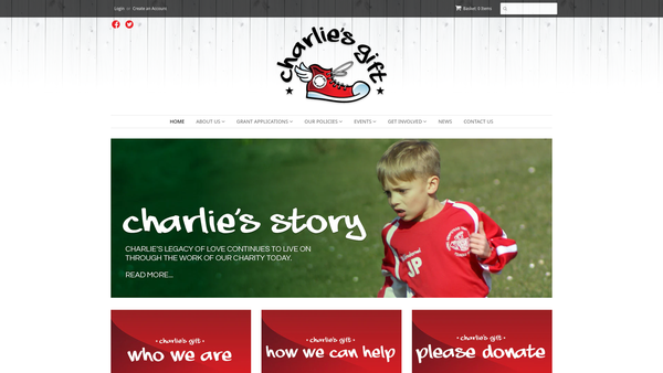Screenshot of the Charlie's Gift website