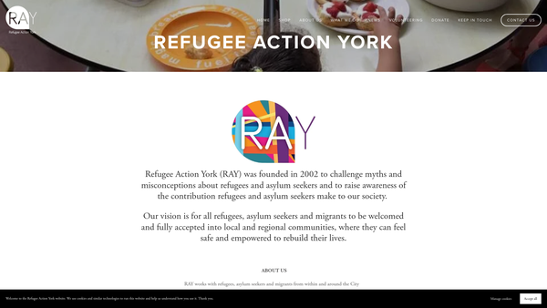 Screenshot of the Ray (Refugee Action York) website