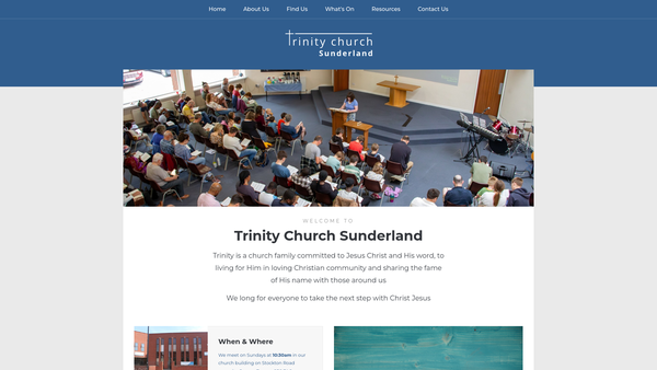Screenshot of the Trinity Church Sunderland website