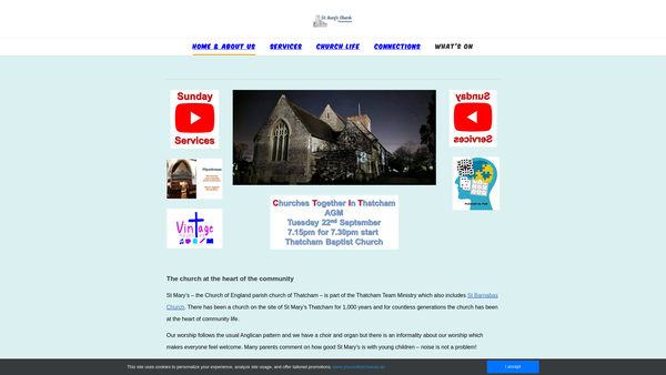 Screenshot of the The Parochial Church Council Ofthe Ecclesiastical Parish Of St Mary, Thatcham website