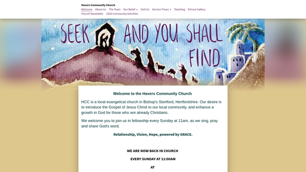 Screenshot of the Havers Community Church website