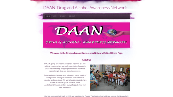 Screenshot of the Drug And Alcohol Awareness Network (Daan) website