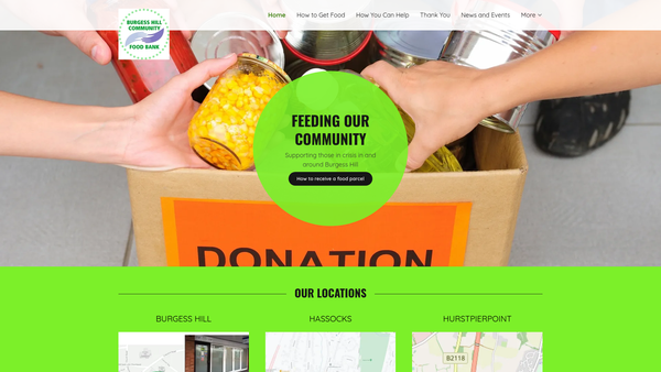 Screenshot of the Burgess Hill Community Food Bank website