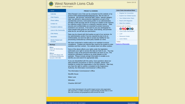 Screenshot of the West Norwich Lions Club website