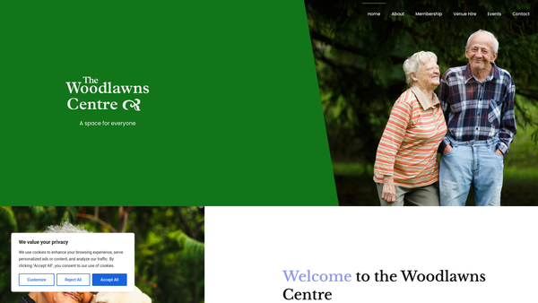 Screenshot of the The Woodlawns Centre website