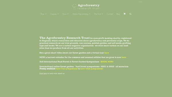 Screenshot of the Agroforestry Research Trust website