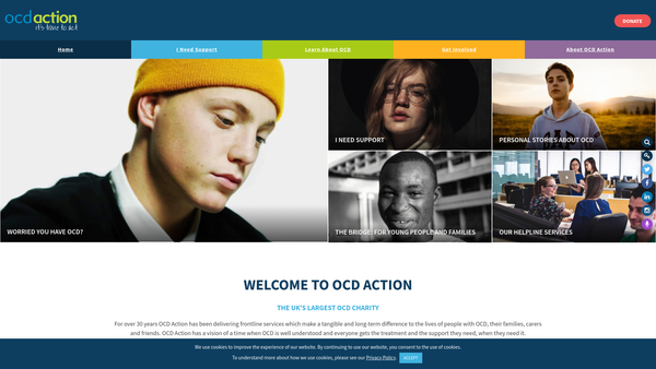 Screenshot of the OCD Action website