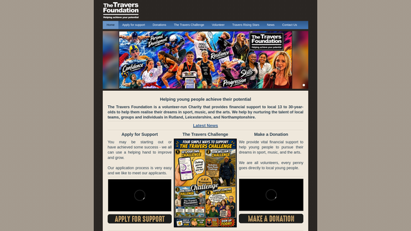 Screenshot of the The Travers Foundation website