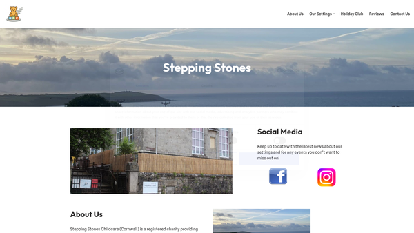 Screenshot of the Stepping Stones Childcare (Cornwall) website