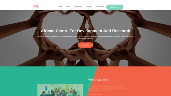 Screenshot of the African Centre For Development And Research website