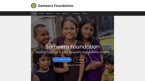 Screenshot of the Sameera Foundation website