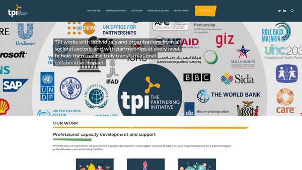 Screenshot of the The Partnering Initiative website
