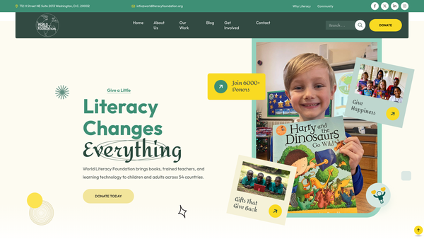 Screenshot of the United Kingdom & Europe World Literacy Foundation website