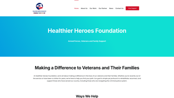 Screenshot of the Healthier Heroes Foundation website