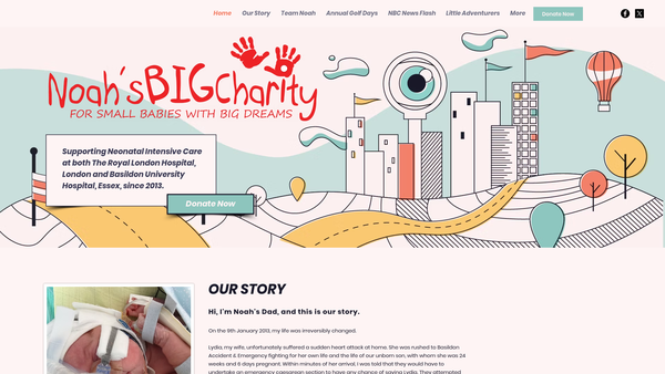 Screenshot of the Noah's Big Charity website