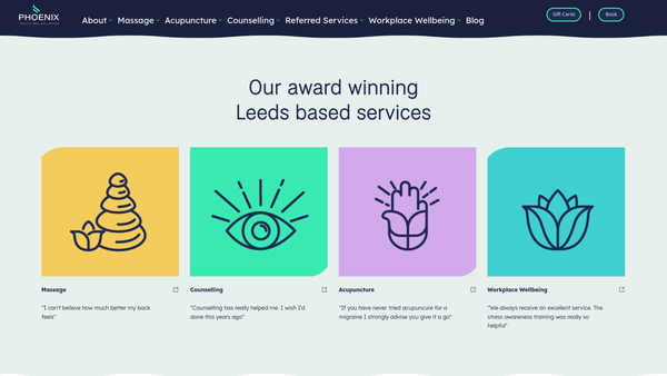 Screenshot of the Phoenix Health And Wellbeing website