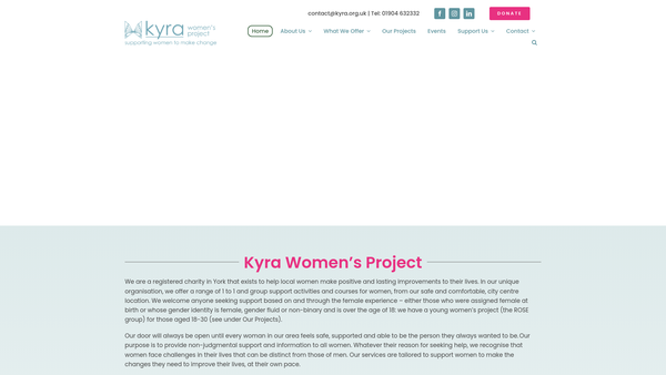 Screenshot of the Kyra - Women's Project website