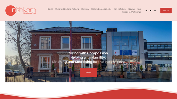 Screenshot of the Nishkam Healthcare Trust website