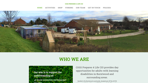 Screenshot of the Cogs Prepares 4 Life CIO website