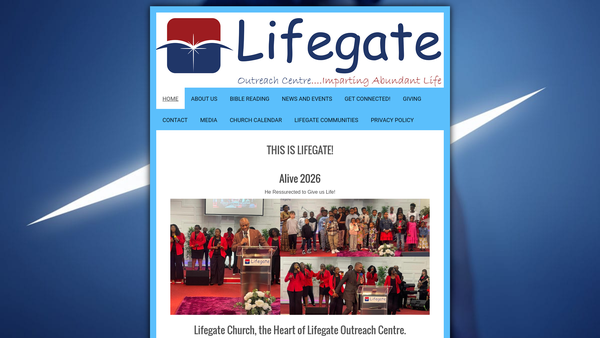 Screenshot of the Lifegate Outreach Centre website