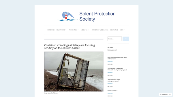 Screenshot of the Solent Protection Society website