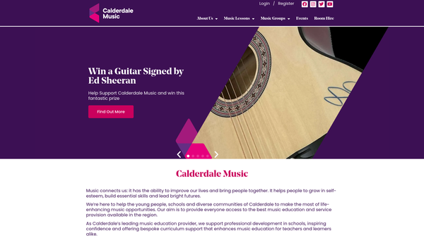 Screenshot of the Calderdale Music Limited website