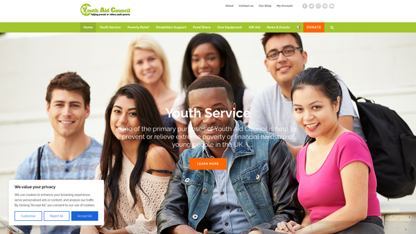 Screenshot of the Youth Aid Council website