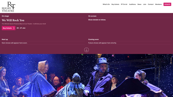 Screenshot of the Rugby Theatre website
