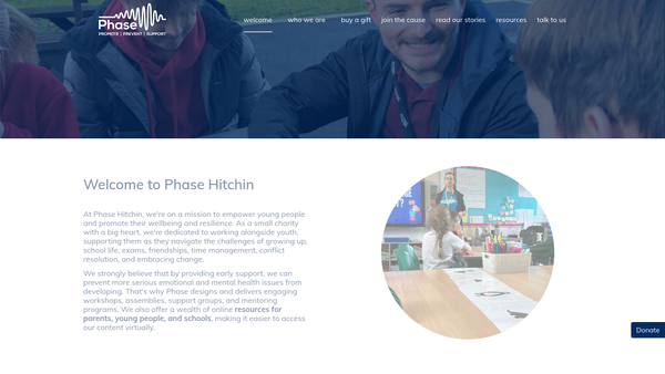 Screenshot of the Phase Hitchin website