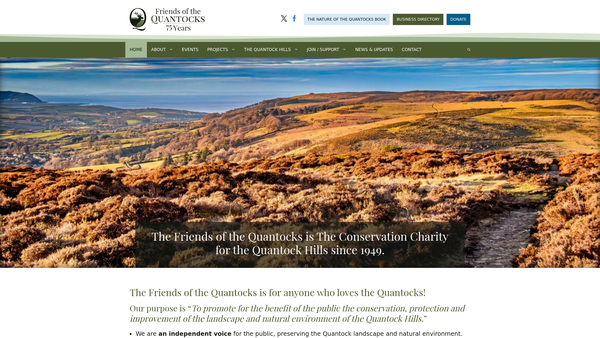 Screenshot of the Friends of the Quantocks website