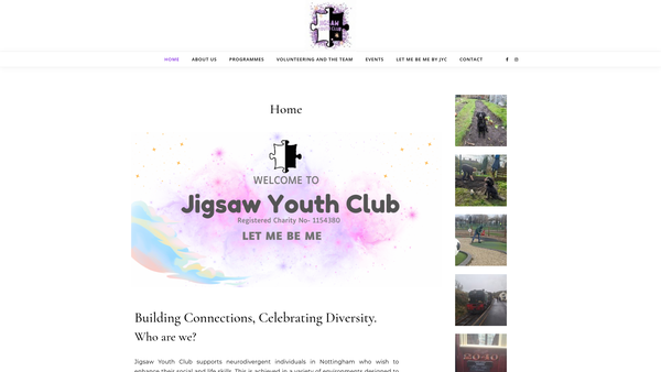 Screenshot of the Jigsaw Youth Group website